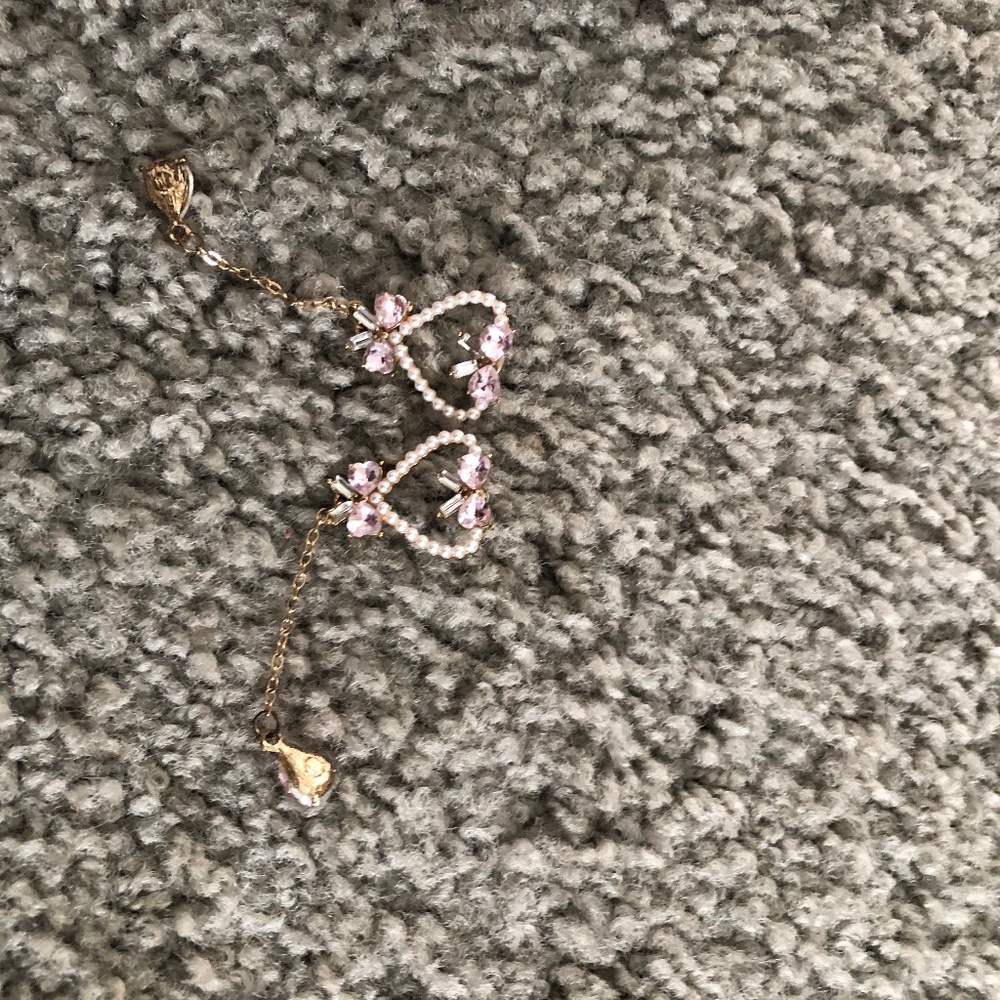 Pink and gold Heart Earrings